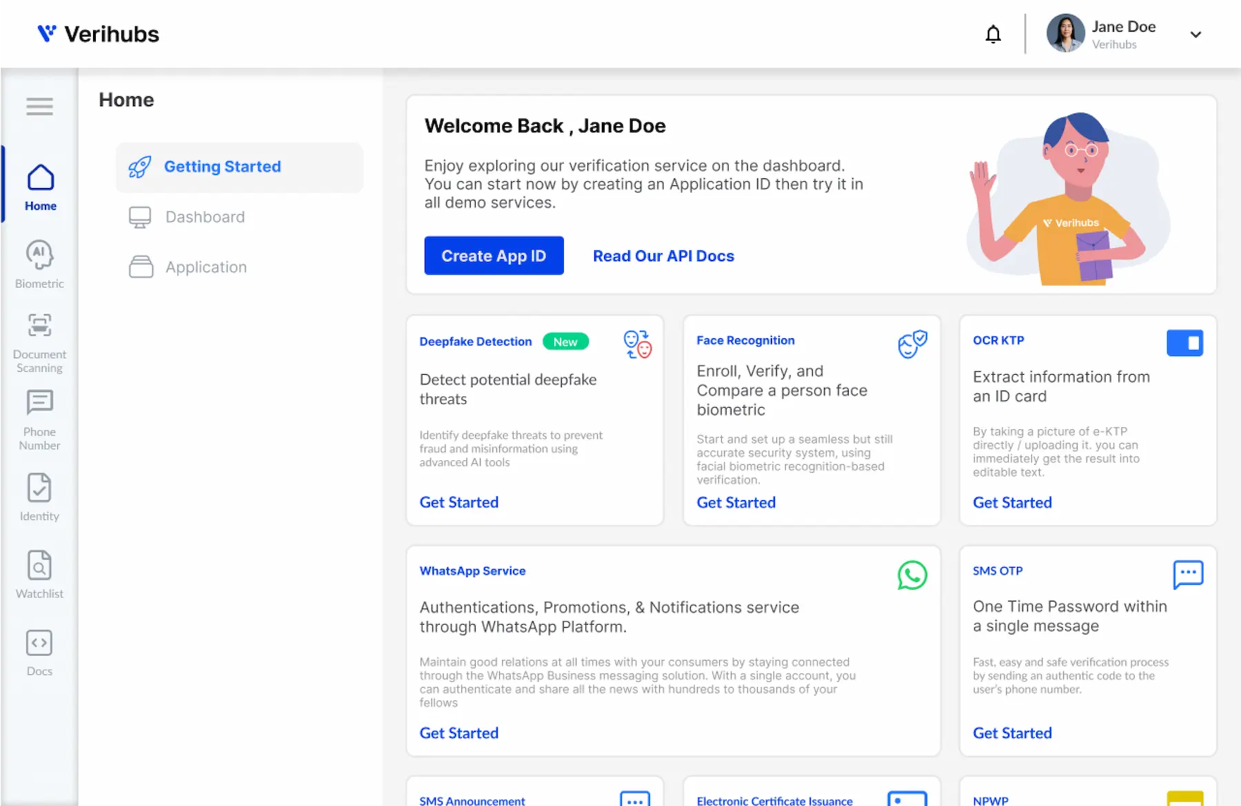 Verihubs Dashboard Home