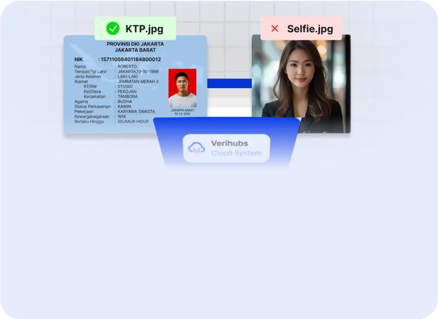 <span class="text-blue-500">Auto Reject</span> Untuk ID Yang<br /> Tidak Sesuai Identitas